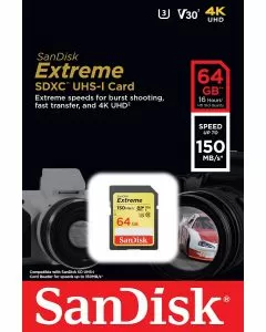 Cartão Memória Sandisk Extreme SDXC 64GB 150MB/s 4K